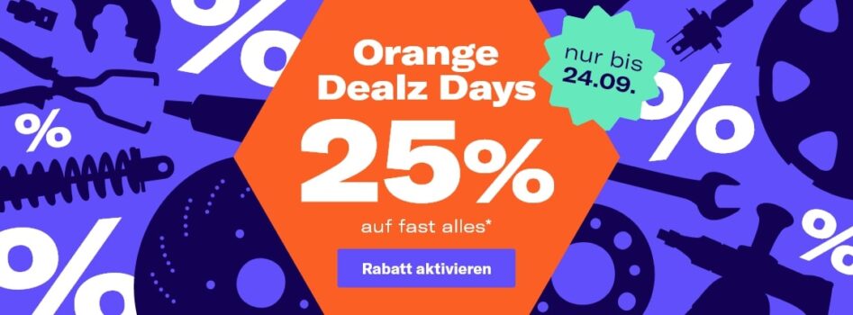 kfzteile24 - Die Orange Dealz Days sind da - 25% auf fast alles