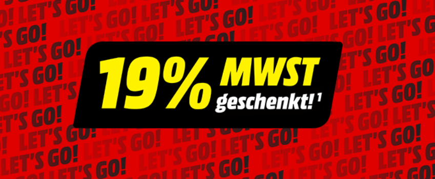 MediaMarkt 19% MwSt. geschenkt Aktion - somit 15,966% netto Ersparnis auf viele Artikel