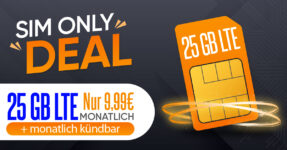 Monatlich kündbar - 25GB LTE nur 9,99 Euro monatlich