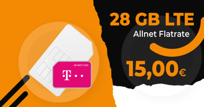 Monatlich kündbar im Telekom Netz - 28GB LTE nur 15 Euro monatlich