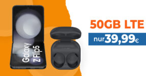 Samsung Galaxy Z Flip5 & Galaxy Buds2 Pro für einmalig 179 Euro mit 50 GB LTE5G nur 39,99 Euro monatlich