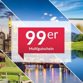 99er Multigutschein 1 oder 2 Nächte zur Wahl ÜF 2 Pers. Weihnachten Geschenk nur 89,98 Euro