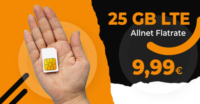 Monatlich kündbar - 25GB LTE nur 9,99 Euro monatlich