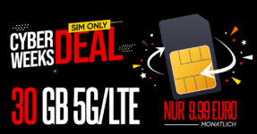 Monatlich kündbar - 30GB LTE5G nur 9,99 Euro monatlich