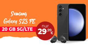 Samsung Galaxy S23 FE -256GB- & Galaxy Buds FE für einmalig 39 Euro mit 20GB 5GLTE und 100 Euro Wechselbonus nur 29,99 Euro monatlich