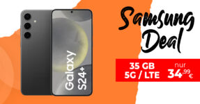 Samsung Galaxy S24+ (S24Plus) für einmalig 169 Euro mit 35GB LTE5G und 100 Euro Wechselbonus nur 34,99 Euro monatlich