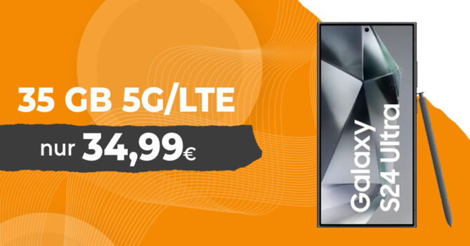 Samsung Galaxy S24 Ultra -512GB- für einmalig 369 Euro mit 35GB LTE5G nur 34,99 Euro monatlich