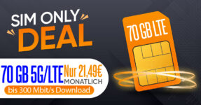 Sim Only Highspeed Deals - 25GB nur 16,49€ - 50GB nur 18,99€ - 70GB nur 21,49€ - 140GB nur 23,99€ monatlich