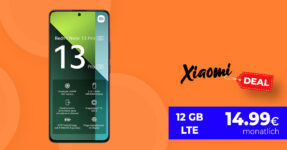 Xiaomi Redmi Note 13 Pro für 49 Euro mit 12GB LTE nur 14,99 Euro monatlich