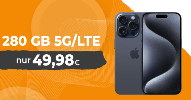 o2 Doppelkartenaktion: 2x 280GB LTE/5G für monatlich 49,98 Euro – Apple iPhone 15 Pro Max -256GB- für einmalig nur 333 Euro