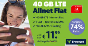 40GB LTE Vodafone Allnet Flat nur 11,99 Euro monatlich