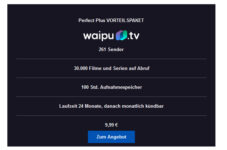 waipu.tv Perfect Plus 24 Monate Vorteilspaket - Laufzeit von 24 Monaten für monatlich 9,99€ statt 12,99€