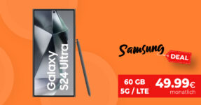 Samsung Galaxy S24 Ultra für einmalig 111 Euro mit 60GB LTE5G und 50€ Wechselbonus bei Rufnummermitnahme nur 49,99 Euro monatlich