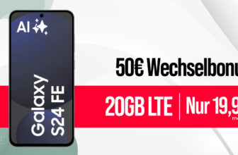 Samsung Galaxy S24 FE für einmalig 49 Euro (+AG 39.99€) mit 20GB und 50 Euro Wechselbonus bei Rufnummernmitnahme nur 19.99 Euro monatlich