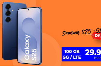 Samsung Galaxy S25 -512GB- für einmalig 99 Euro (+AG 39.99€) mit 100GB und 200 Euro Wechselbonus bei Rufnummernmitnahme nur 29.99 Euro monatlich