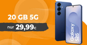 Samsung Galaxy S25 -512GB- für einmalig 79 Euro (+AG 39.99€) mit 20GB und 200 Euro Wechselbonus bei Rufnummernmitnahme nur 29.99 Euro monatlich