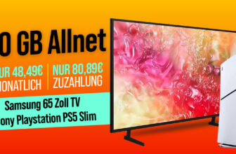 Samsung UHD 65 Zoll TV & PlayStation 5 Digital Slim für einmalig 80.89 Euro mit 100GB 5G Allnet Flat nur 48.49 Euro monatlich