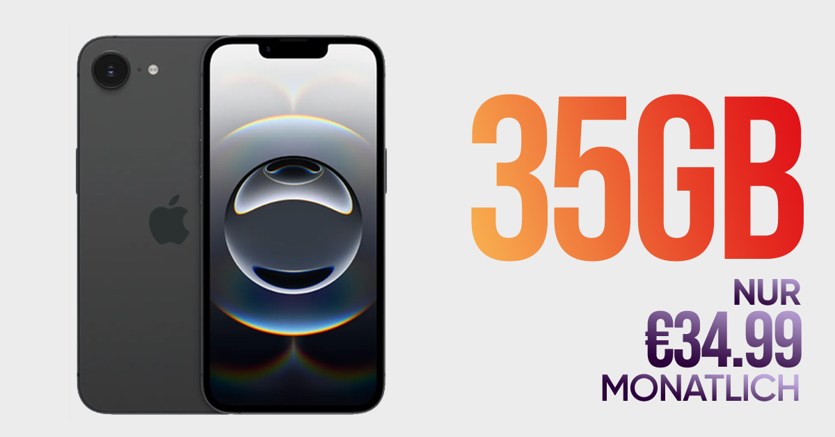 iPhone 16e mit 35GB 5G Allnet Flat Telekom Netz und 150 Euro Wechselbonus bei Rufnummernmitnahme nur 34.99 Euro monatlich
