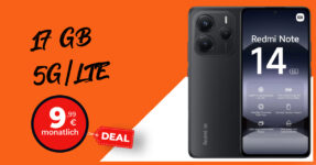 Xiaomi Redmi Note 14 5G für einmalig 29 Euro (+AG 39.99€) mit 17GB nur 9.99 Euro monatlich