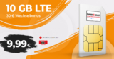 10GB LTE Allnet Flat mit 30€ Wechselbonus & 150€,- Geschenk-Coupon nur 9,99 Euro monatlich