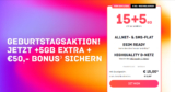 20GB LTE Allnet Flat im Telekom Netz mit 50 Euro Wechselbonus nur 15 Euro monatlich – auch als monatlich kündbar zu bekommen