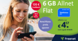 6GB LTE für 9,99 Euro monatlich mit 120€ Cashback und 10€ MNP Bonus