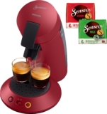 Philips Senseo Kaffeepadmaschine Orginal Plus CSA210/90, aus 28% recyceltem Plastik und mit 2 Kaffeespezialitäten, dunkelrot nur 49,99 Euro