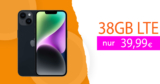 Apple iPhone 14 für einmalig nur 69,99 Euro mit 50€ Wechselbonus und 38GB LTE nur 39,99 Euro monatlich – kein Anschlusspreis