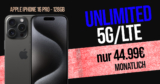 Apple iPhone 16 Pro für einmalig 199 Euro (+AG 39.99€) mit unlimited GB und 200 Euro Wechselbonus bei Rufnummernmitnahme nur 44.99 Euro monatlich