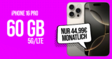 iPhone 16 Pro für einmalig 119 Euro mit 60GB 5G Telekom und 150 Euro Wechselbonus bei Rufnummernmitnahme nur 44.99 Euro monatlich