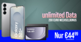 Samsung Galaxy S25+ (S25Plus) und Galaxy Tab A9+ Wi-Fi für einmalig 69 Euro (+AG 39.99€) mit unlimited Datenvolumen und 200 Euro Wechselbonus bei Rufnummernmitnahme nur 44.99 Euro monatlich