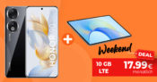 Weekend Deal – Honor 90 -512GB- inkl. Pad X9 für einmalig nur 22,22 Euro mit 10GB LTE nur 17,99 Euro monatlich – kein Anschlusspreis