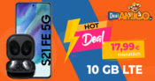 MEGA DEAL! Samsung Galaxy S21 FE 5G & Buds Live mit 10GB LTE nur 17,99€ monatlich