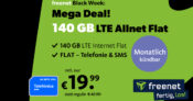 Monatlich kündbar – 140GB LTE nur 19,99 Euro monatlich