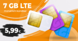 Monatlich kündbar –  7GB LTE nur 5,99€ – 16GB LTE nur 9,99€ und 22GB LTE nur 11,99€ monatlich