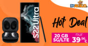 Samsung Galaxy S22 Ultra 5G & 50€ Wechselbonus & Samsung Galaxy Buds Live mit 20 GB 5G/LTE nur 39,96 Euro monatlich