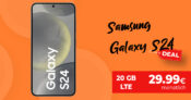 Samsung Galaxy S24 -256GB- für einmalig 149,99 Euro mit 20GB LTE und 50 Euro Wechselbonus nur 29,99 Euro monatlich – 100 Euro Trade-In Bonus