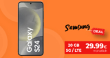 Samsung Galaxy S24 -256GB- für einmalig 59 Euro mit 20GB LTE/5G und 100 Euro Wechselbonus bei Rufnummermitnahme nur 29,99 Euro monatlich