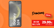 Samsung Galaxy S24 -256GB- für einmalig 59 Euro mit 20GB LTE/5G und 100 Euro Wechselbonus bei Rufnummermitnahme nur 29,99 Euro monatlich