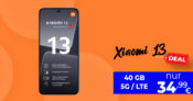 Xiaomi 13 5G mit 40GB LTE/5G nur 34,99 Euro monatlich – nur 1 Euro Zuzahlung