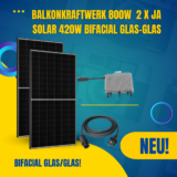 Balkonkraftwerk 800W 2 x JA-Solar 425W Bifacial Glas-Glas + Deye SUN-M80G3-EU-Q0 Wechselrichter WLAN/Zigbee + AC Adapter-Stecker Solar Photovoltaik Anlage 800 Watt nur 299 Euro bei Abholung