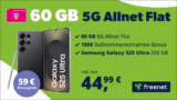 Samsung Galaxy S25 Ultra -256GB- für einmalig 59 Euro mit Telekom Allnet Flat 60GB 5G und 150 Euro Wechselbonus bei Rufnummernmitnahme nur 44.99 Euro monatlich