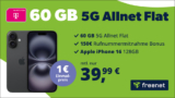 iPhone 16 mit Telekom Allnet Flat 60GB 5G und 150 Euro Wechselbonus bei Rufnummermitnahme nur 39.99 Euro monatlich