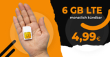 Monatlich kündbar – 6GB LTE Allnet Flat nur 4,99 Euro monatlich